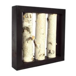 "Ebony Stained Birch Log Wall Art Rustic Home Decor - 16.5""x16.5" - thumbnail 2