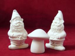 Set Of Two Ceramic Garden Gnomes - Ready To Paint, 5 Inch