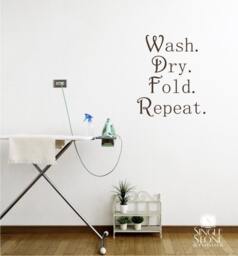 Laundry Wall Decal Wash Dry Fold Repeat - Vinyl Stickers Art Custom Home Decor - thumbnail 1