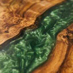 Round Live Edge Epoxy Coffee Table Walnut Side Mid Century Modern End With Wooden Legs Handmade - thumbnail 2