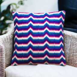 Funky Bargello Needlepoint Cushion in Red, White & Blue - thumbnail 2