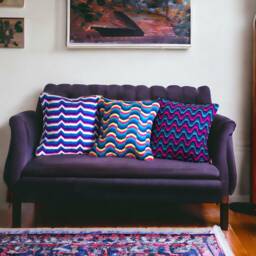Funky Bargello Needlepoint Cushion in Red, White & Blue - thumbnail 3