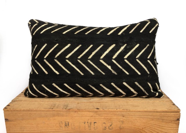 Catherine Mud Cloth Pillow Cover Black & White Mudcloth 16x36 - image 1