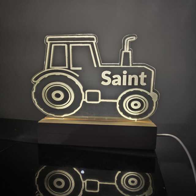 Personalised Tractor Night Light - Custom Name Led Farm Lamp Kids Bedroom Decor Boys Birthday Gift Toddler Nursery - image 1