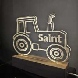 Personalised Tractor Night Light - Custom Name Led Farm Lamp Kids Bedroom Decor Boys Birthday Gift Toddler Nursery - thumbnail 2
