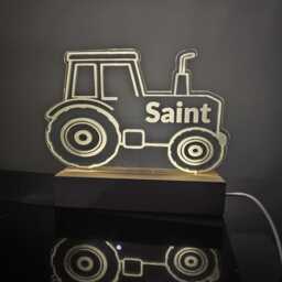 Personalised Tractor Night Light - Custom Name Led Farm Lamp Kids Bedroom Decor Boys Birthday Gift Toddler Nursery - thumbnail 1
