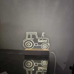 Personalised Tractor Night Light - Custom Name Led Farm Lamp Kids Bedroom Decor Boys Birthday Gift Toddler Nursery - thumbnail 3