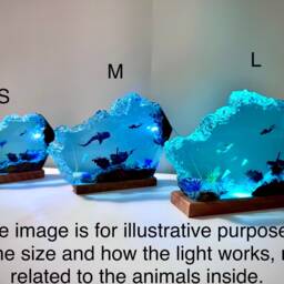 Epoxy Resin Wood Lamp, Humpback Whale & Turtle Night Light, Scuba Diving Light, Christmas Gift For Him, Unique Summer Gift, Home Decor - thumbnail 4