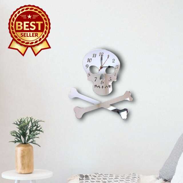 Skull & Crossbones Acrylic Clock - Many Colours Available - Bespoke Shapes & Sizes Made - image 1