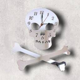 Skull & Crossbones Acrylic Clock - Many Colours Available - Bespoke Shapes & Sizes Made - thumbnail 2