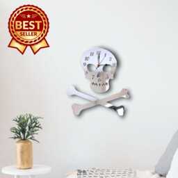 Skull & Crossbones Acrylic Clock - Many Colours Available - Bespoke Shapes & Sizes Made - thumbnail 1