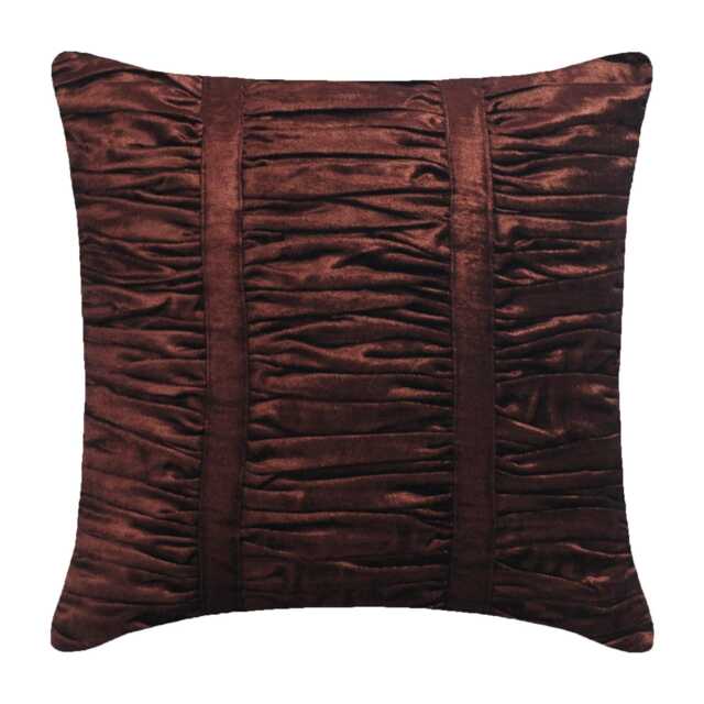 "Designer Ruched Chocolate Brown Throw Pillow Cover 24""x24""/26""x26" - image 1
