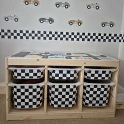 Racing Car Border Wall Sticker Decals - Chequer Board Children's Nursery Art Playroom Decor - thumbnail 2