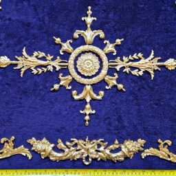 Large Ornate Applique Panel Louis Xvi Floral Gilt White French Style Decorative Wall Furniture Onlay Moulding Pediment Plastic Decoration - thumbnail 2