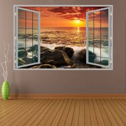 Sea Rocks Sunset Wall Decal Sticker Mural Poster Print Art Home Office Decor Hm12 - thumbnail 2
