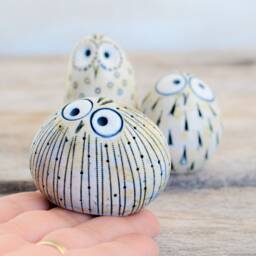 2 Owls Ceramic Figurine & Owl Gift Sculpture For Garden Decor With Barn Figurine, Teacher Decorations - thumbnail 2