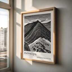 Helvellyn Mountain Lino Print Lake District Art, Minimalist Hiking Gift - thumbnail 2