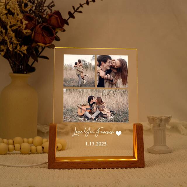 Personalized Photo Led Night Light, Couple Lamp, Anniversary Gift, Custom Birthday Gift For Her Him Family Friends - image 1