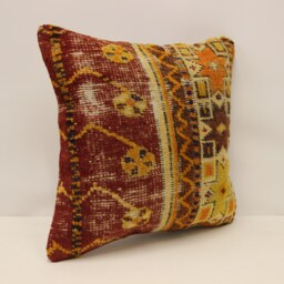 Rug Pillow Cover, 16x16 in 40x40 cm Throw Pillows Decorative Boho Interior Design, Home Decor Ethnic Pillow Cover Rug, Cushion Cover 4Kf-644 - thumbnail 2