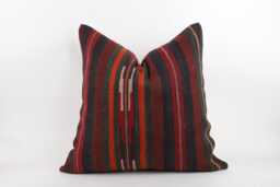 Handwoven Wool Kilim Pillow Cover, Bohemian Turkish Design - 24''x24'' - thumbnail 1