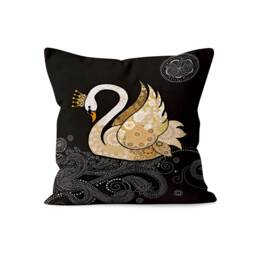 Flower Red Swan Cushion Cover, Farmhouse Decor, Floral Home Accent, Butterfly Design, Black Pillow Case - thumbnail 4