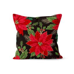 Flower Red Swan Cushion Cover, Farmhouse Decor, Floral Home Accent, Butterfly Design, Black Pillow Case - thumbnail 2