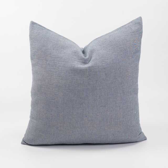 Blue Striped Throw Pillow Cover, Nautical Linen Cotton Cushion - image 1