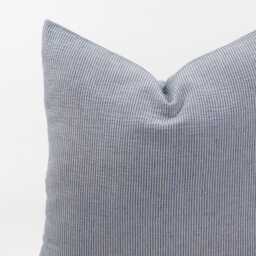 Blue Striped Throw Pillow Cover, Nautical Linen Cotton Cushion - thumbnail 2