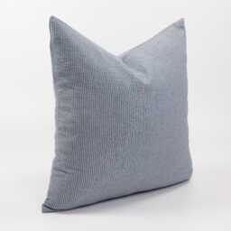 Blue Striped Throw Pillow Cover, Nautical Linen Cotton Cushion - thumbnail 3