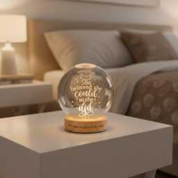 Inspirational Graduation Crystal Ball Night Light, She Believed Could So Did Lamp, 3D Scholar Gift, Proud Keepsake - thumbnail 3