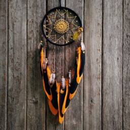 Orange & Black Dreamcatcher Large Boho Wall Decor - 7.5 - thumbnail 2