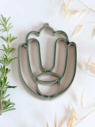 Ceramic Hamsa Wall Art - 3D Printed Clay - Housewarming Gift From Israel, Mediterranean Spiritual Home D??cor, Emerald Green Glaze