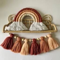Tassel Garland - Custom Nursery Decor Bunting Wall Hanging Boho Yarn Pink Shelf - thumbnail 1