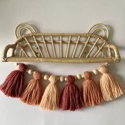 Tassel Garland - Custom Nursery Decor Bunting Wall Hanging Boho Yarn Pink Shelf - thumbnail 2