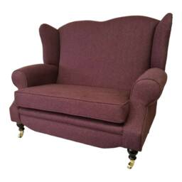 Wing Back Queen Anne Cottage 2 Seat Sofa -Heather Herringbone Fabric - thumbnail 3