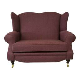 Wing Back Queen Anne Cottage 2 Seat Sofa -Heather Herringbone Fabric