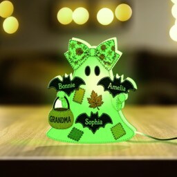 Led Ghost Night Light, Halloween Spooky Grandma Bat Family Table Decor - thumbnail 3