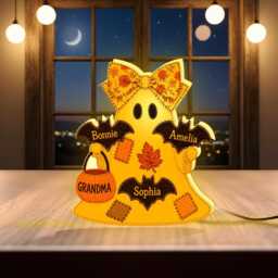 Led Ghost Night Light, Halloween Spooky Grandma Bat Family Table Decor - thumbnail 2