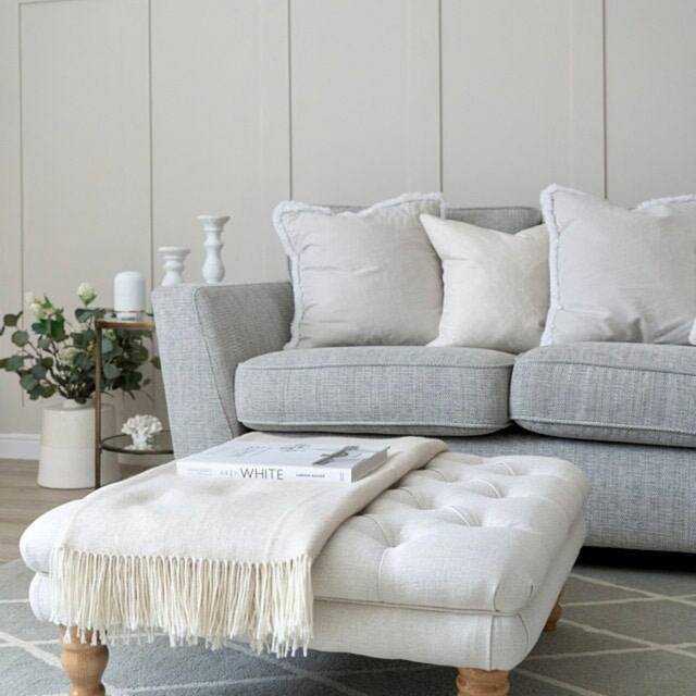 76 X cm Oxford/Deep Buttoned Chesterfield Style Footstool Square Coffee Table, Footrest, in Faux Linen. UK Delivery Only - image 1