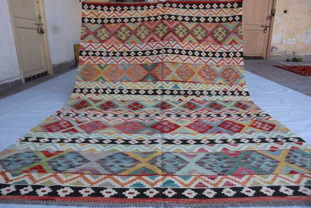 7x9 New Flatweave Rug, Afghan Tribal Turkmen Oriental Rug, Chubi Maimana Kilim Vintage Rug For Bedroom, Livingroom - image 1