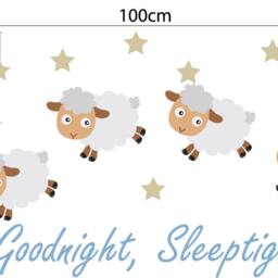Wall Decal Nursery Goodnight Sleep Tight Counting Sheep Baby Room Sticker Blue - thumbnail 2