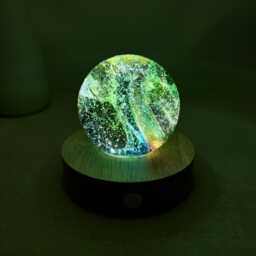 Custom Green Glass Ball Night Light, Planet Lamp, Baby Bedside Nursery Decor, Cute Bedroom New Mom Gift For Women - thumbnail 2