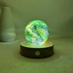 Custom Green Glass Ball Night Light, Planet Lamp, Baby Bedside Nursery Decor, Cute Bedroom New Mom Gift For Women
