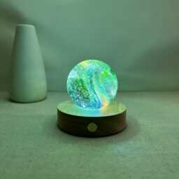 Custom Green Glass Ball Night Light, Planet Lamp, Baby Bedside Nursery Decor, Cute Bedroom New Mom Gift For Women - thumbnail 4