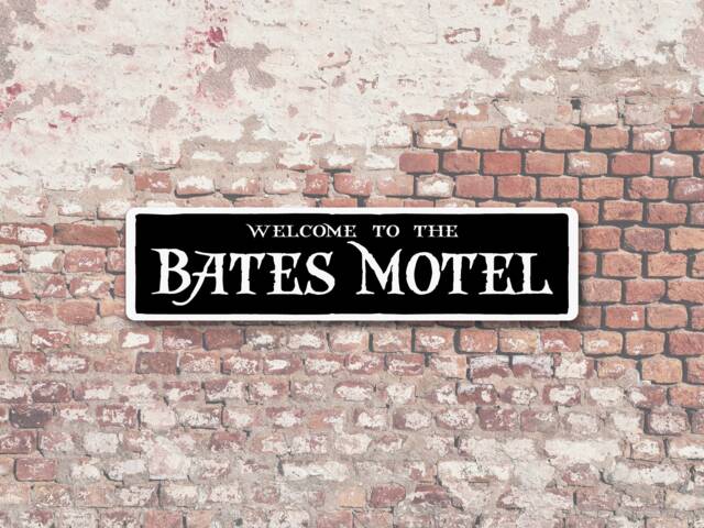 Bates Motel Welcome Sign Indoor Outdoor Metal Road Wall Plaque Horror Gift Decor - image 1
