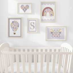 Wildflower Nursery Gallery Wall Set, Personalised Pastel Prints in Oak Or White Frames, Girls Bedroom Boho Floral Art Decor, Teen Room - thumbnail 2