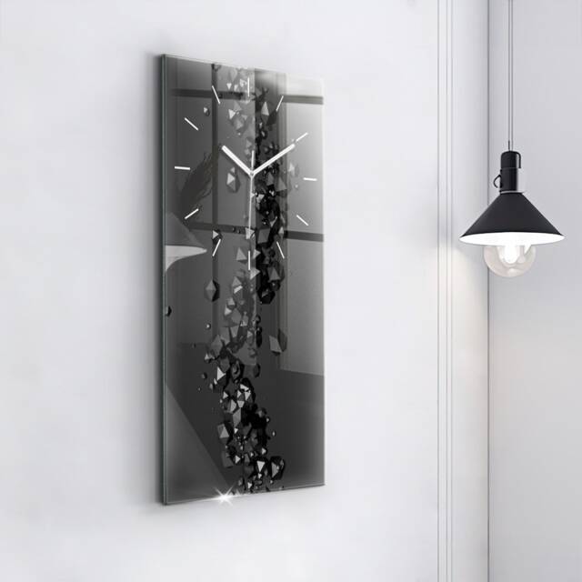 Black Abstraction Personalized Clock, Wall Abstraction Tempered Glass Printed Clock - image 1