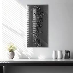 Black Abstraction Personalized Clock, Wall Abstraction Tempered Glass Printed Clock - thumbnail 2