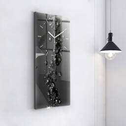 Black Abstraction Personalized Clock, Wall Abstraction Tempered Glass Printed Clock