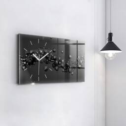 Black Abstraction Personalized Clock, Wall Abstraction Tempered Glass Printed Clock - thumbnail 3